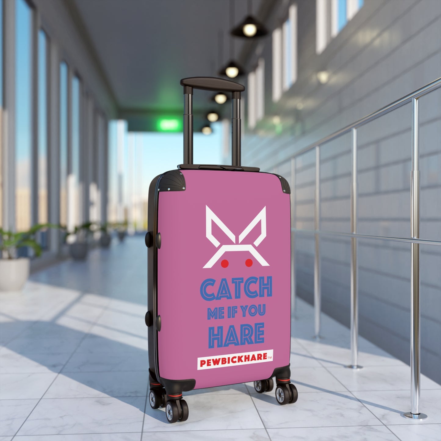 PBH - CATCH ME IF YOU HARE Design | Colorful Suitcase for Travel Lovers - PINK