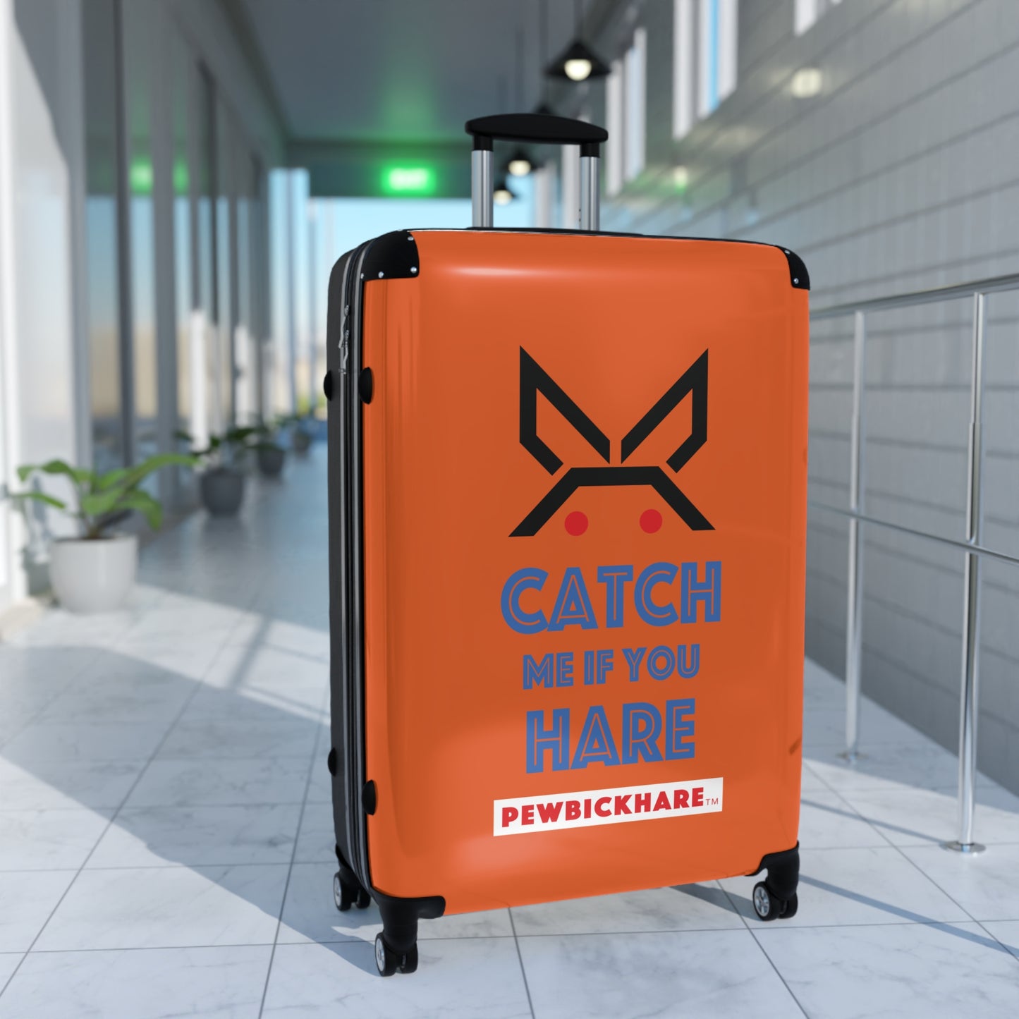 PBH - CATCH ME IF YOU HARE Design | Colorful Suitcase for Travel Lovers - ORANGE