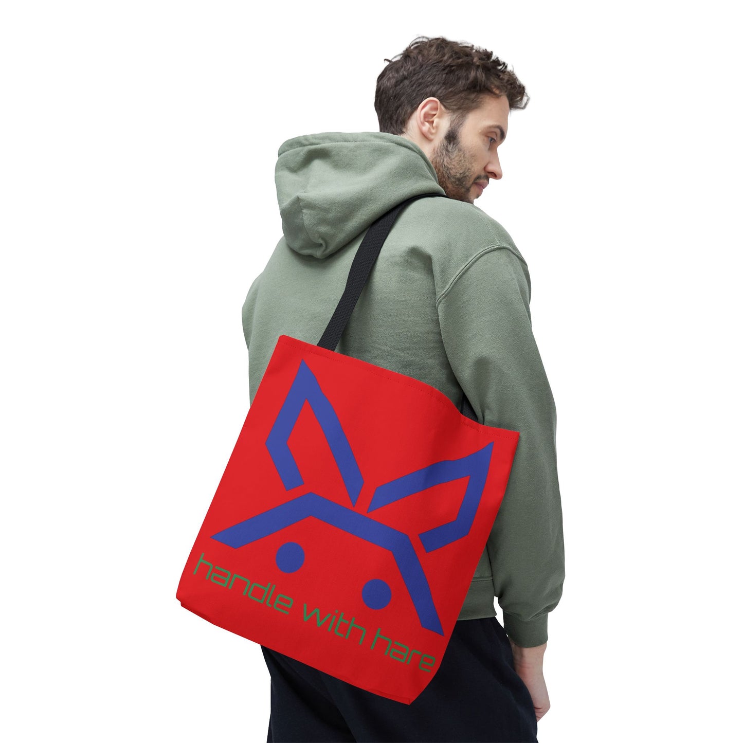 PBH 'Handle with Hare - Maxi HARE Blue'  Red Tote Bag
