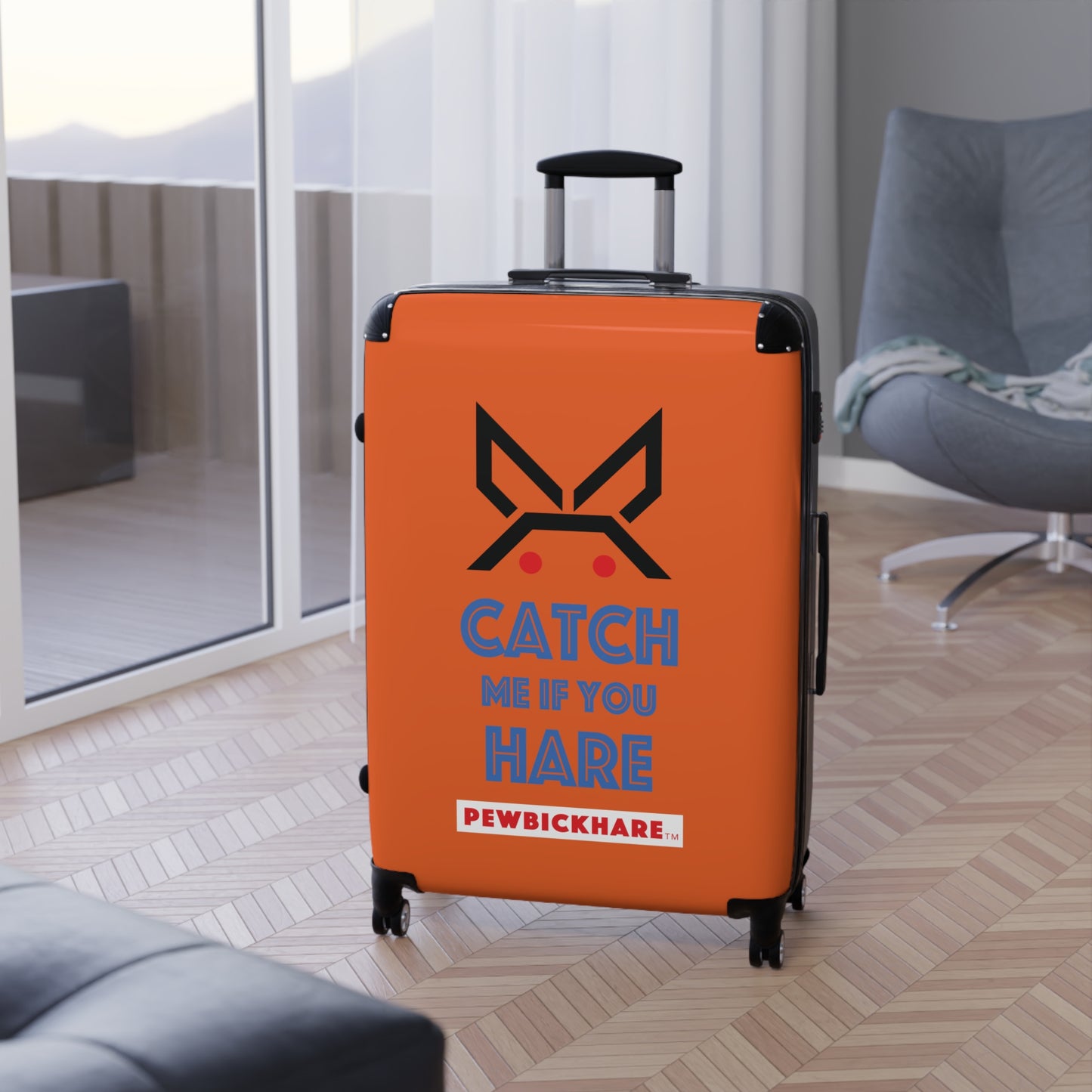 PBH - CATCH ME IF YOU HARE Design | Colorful Suitcase for Travel Lovers - ORANGE