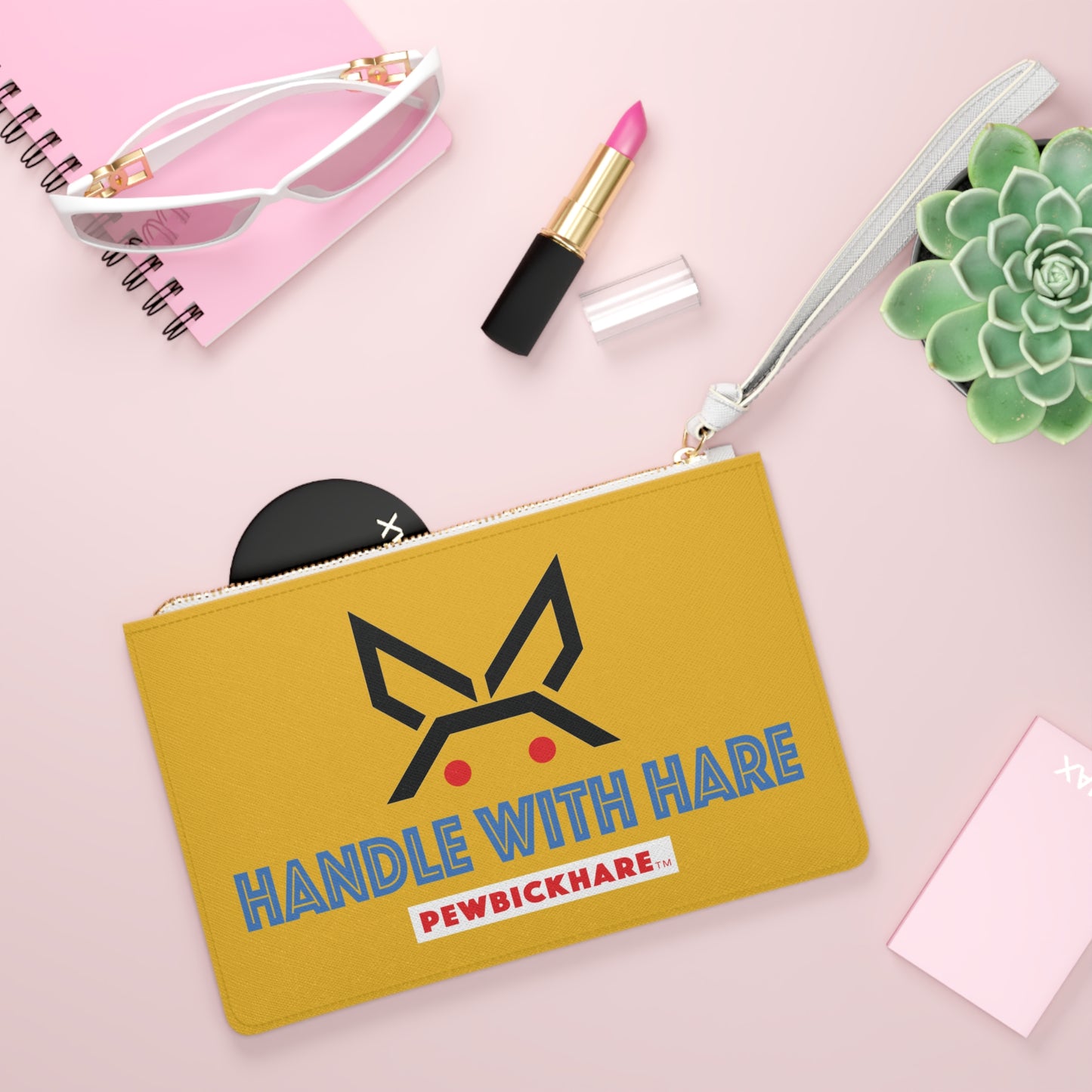 PBH Yellow Clutch Bag - "Handle with Hare"