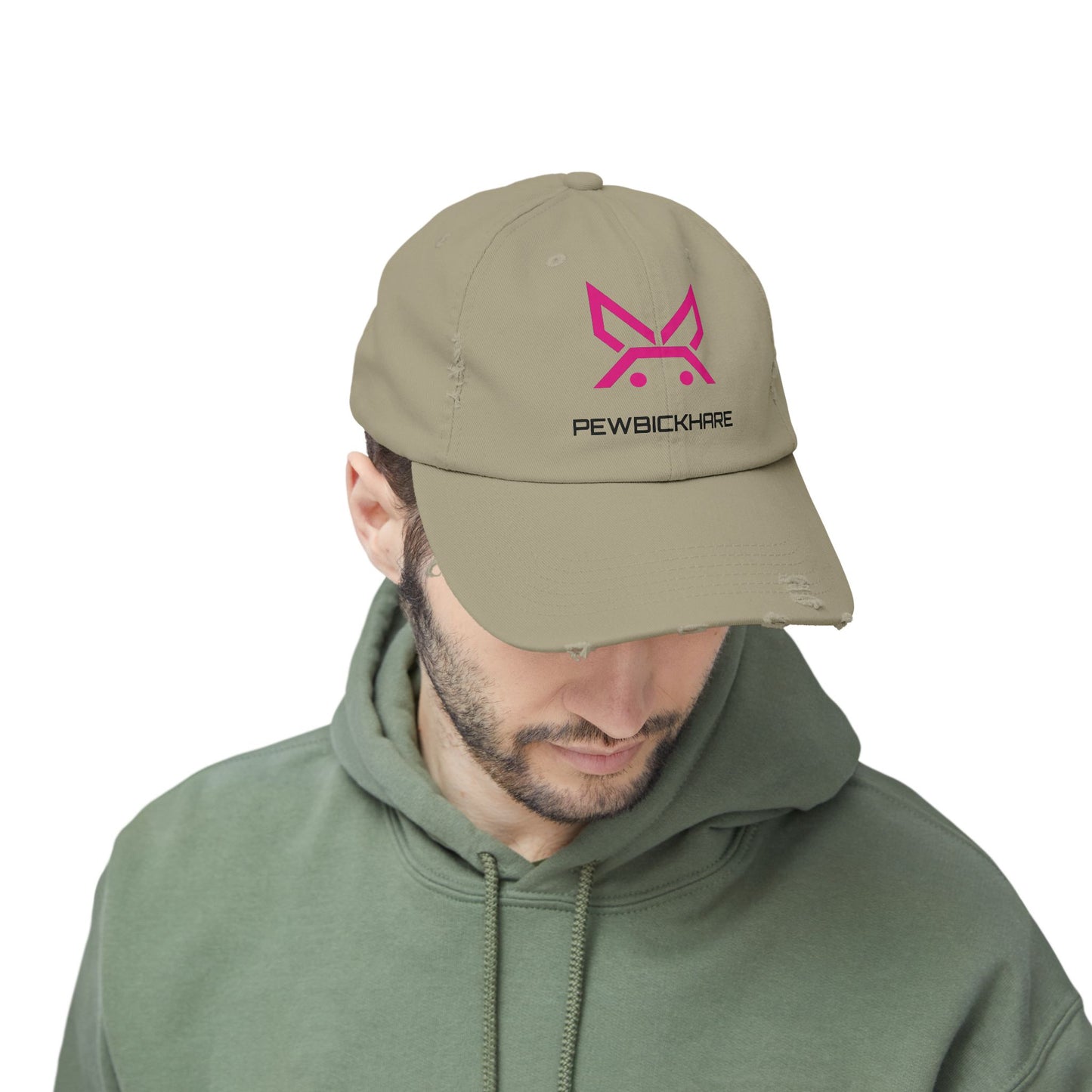 PBH - Distressed Cap - Pink / Black Embroidery