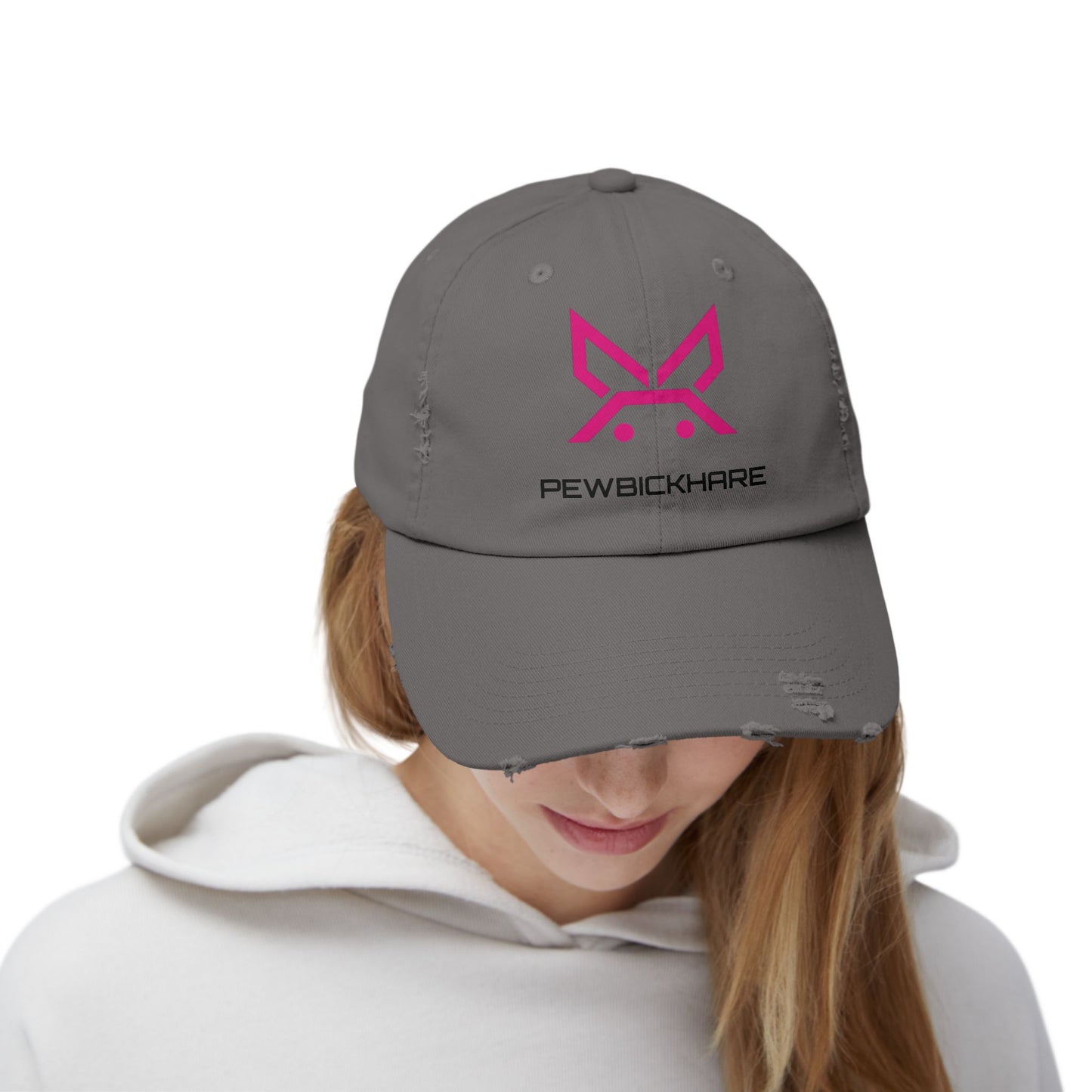 PBH - Distressed Cap - Pink / Black Embroidery
