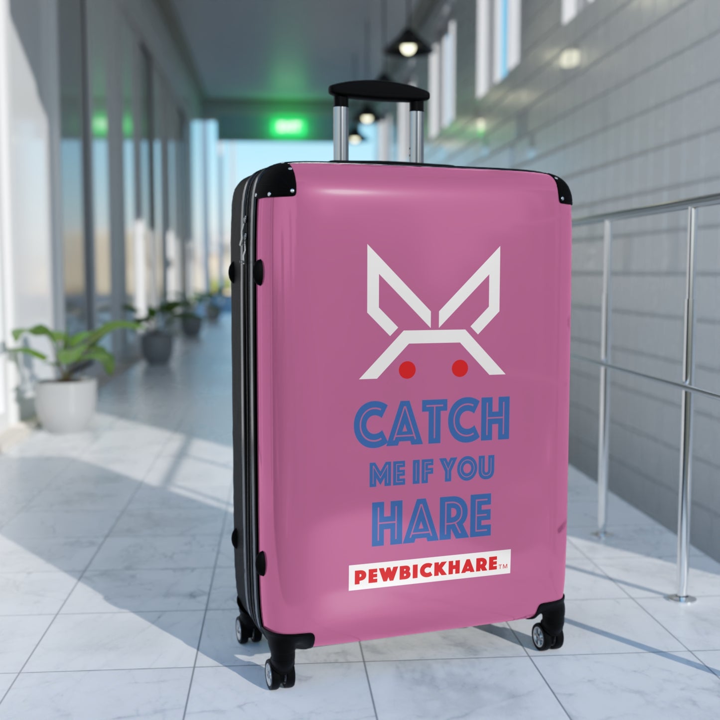 PBH - CATCH ME IF YOU HARE Design | Colorful Suitcase for Travel Lovers - PINK