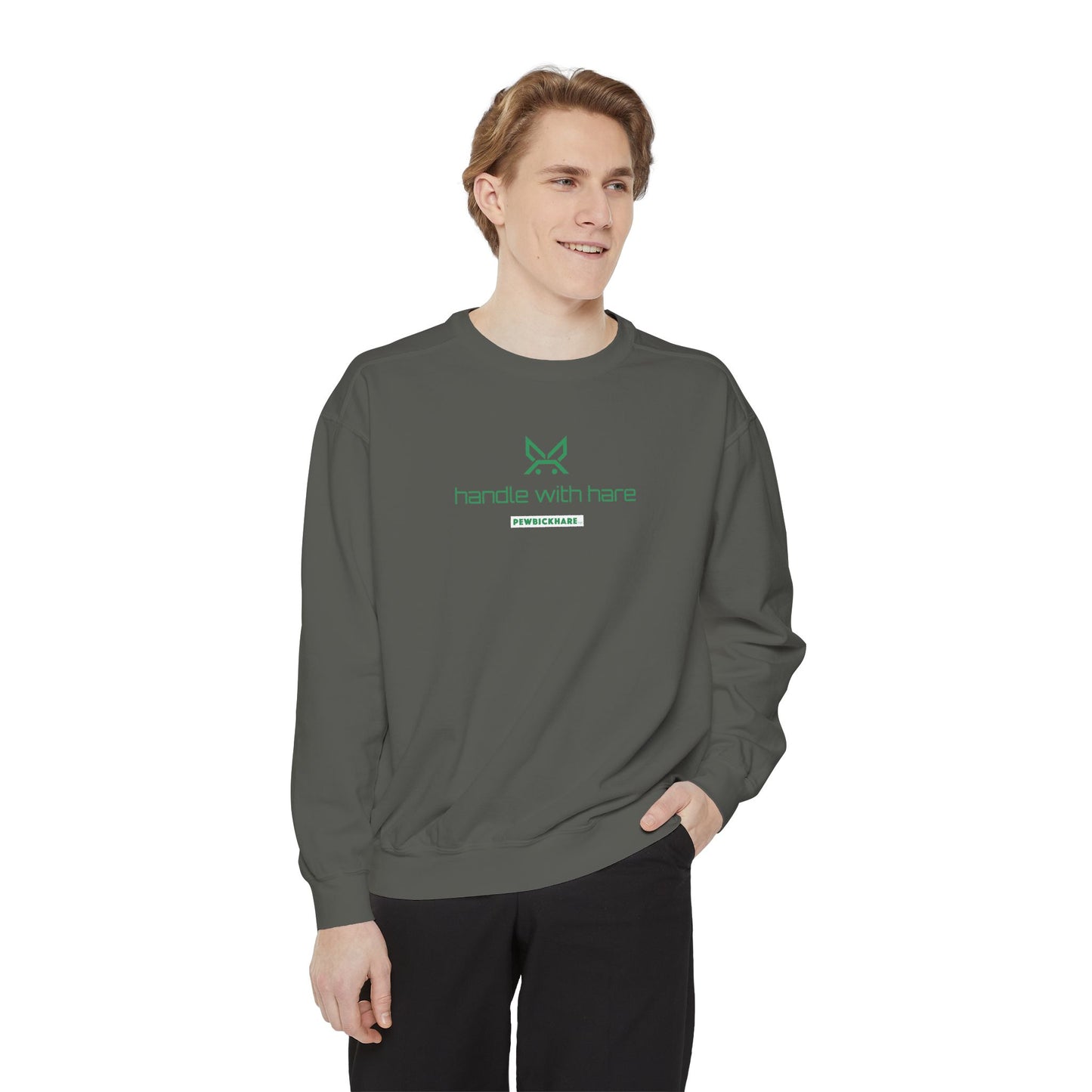 PBH - 'Handle with Hare' (Printed) Design, Unisex Garment-Dyed Sweatshirt