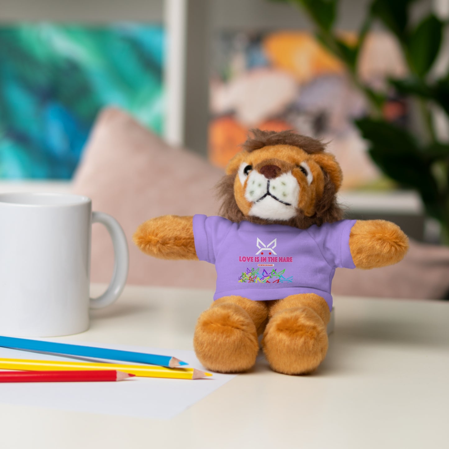 Stuffed animal with Graphic Tee - "Love Is In The Hare"