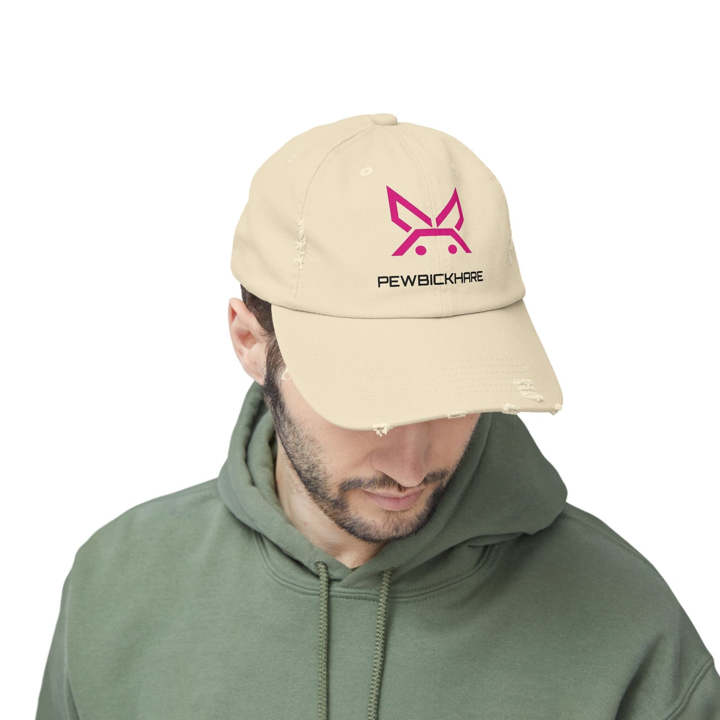 PBH - Distressed Cap - Pink / Black Embroidery