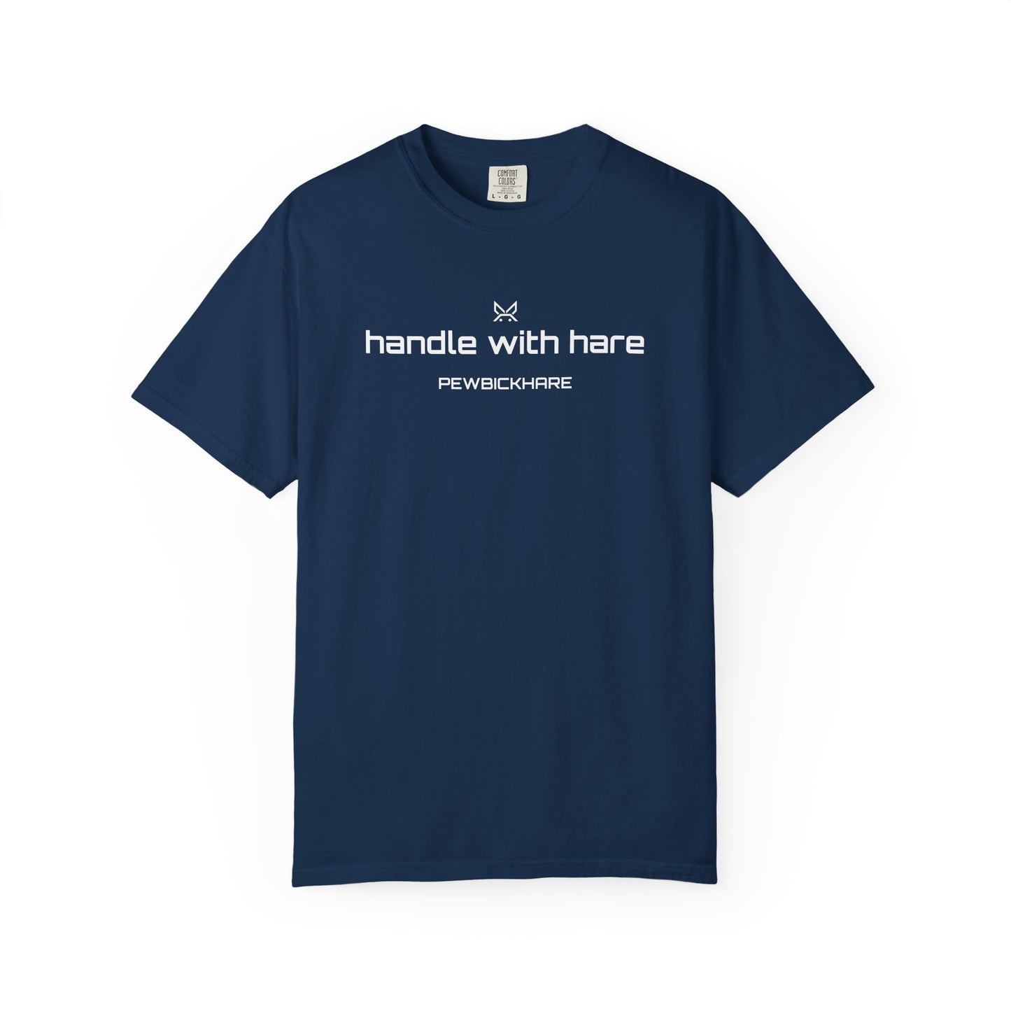 PBH "HANDLE WITH HARE - STRAIGHT LOGO" - Original Unisex Garment-Dyed T-shirt (DTG Print type)