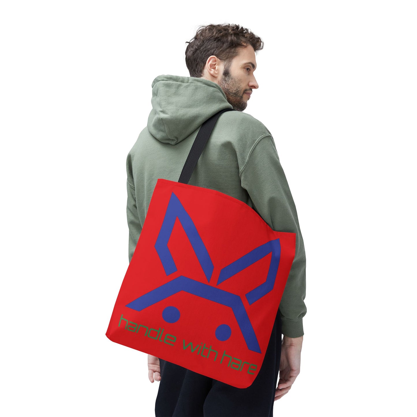 PBH 'Handle with Hare - Maxi HARE Blue'  Red Tote Bag