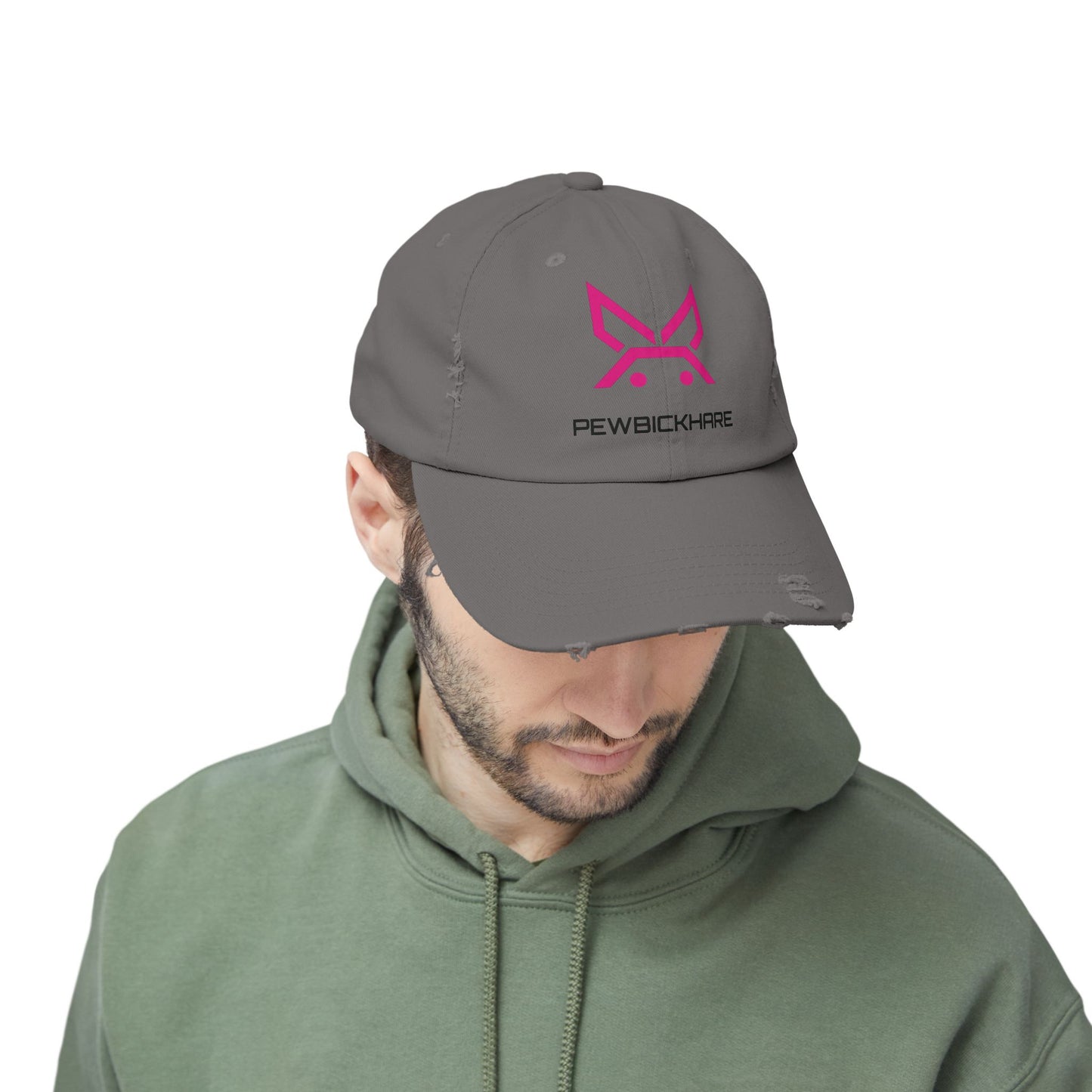 PBH - Distressed Cap - Pink / Black Embroidery