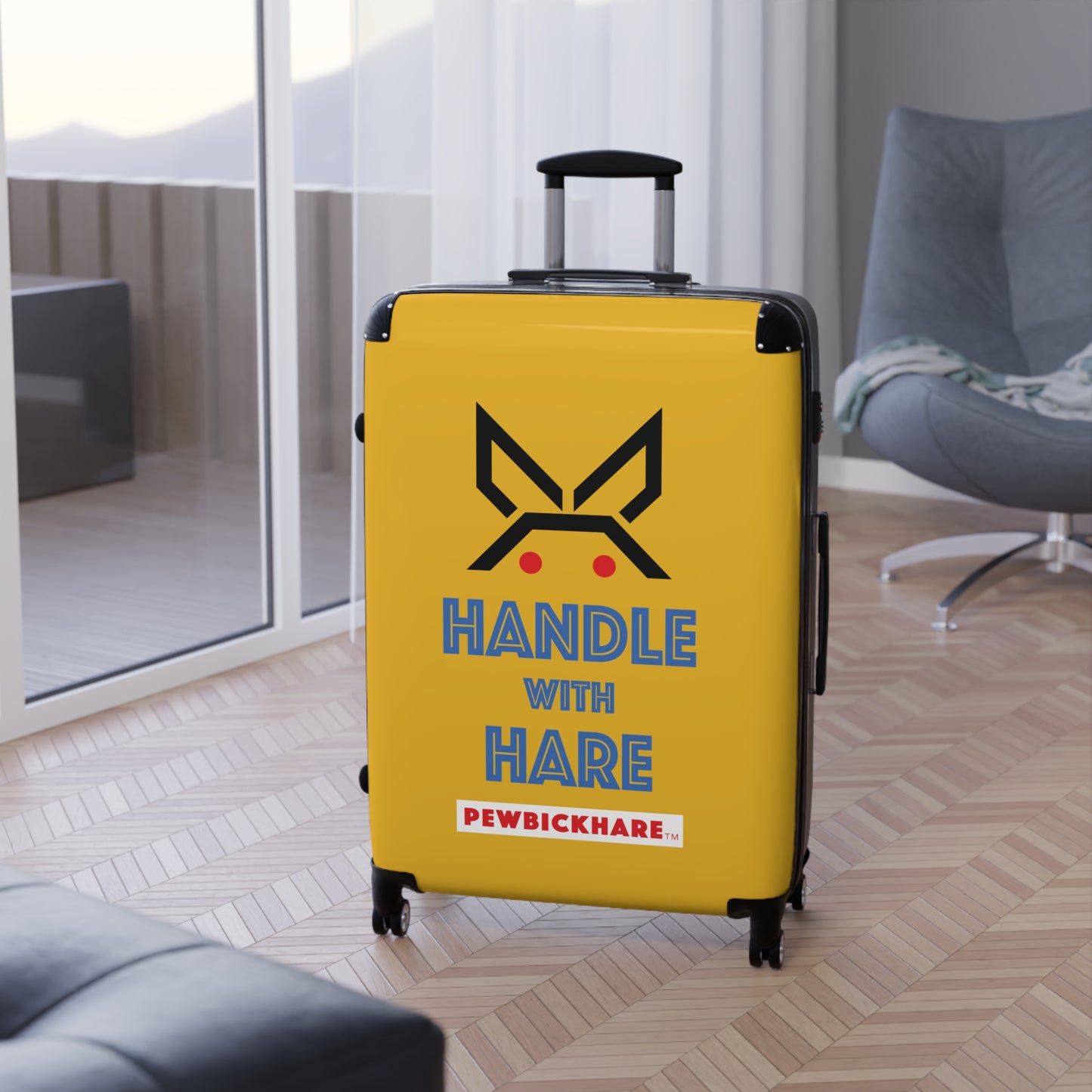 PBH - HANDLE WITH HARE Design | Colorful Suitcase for Travel Lovers - Yellow