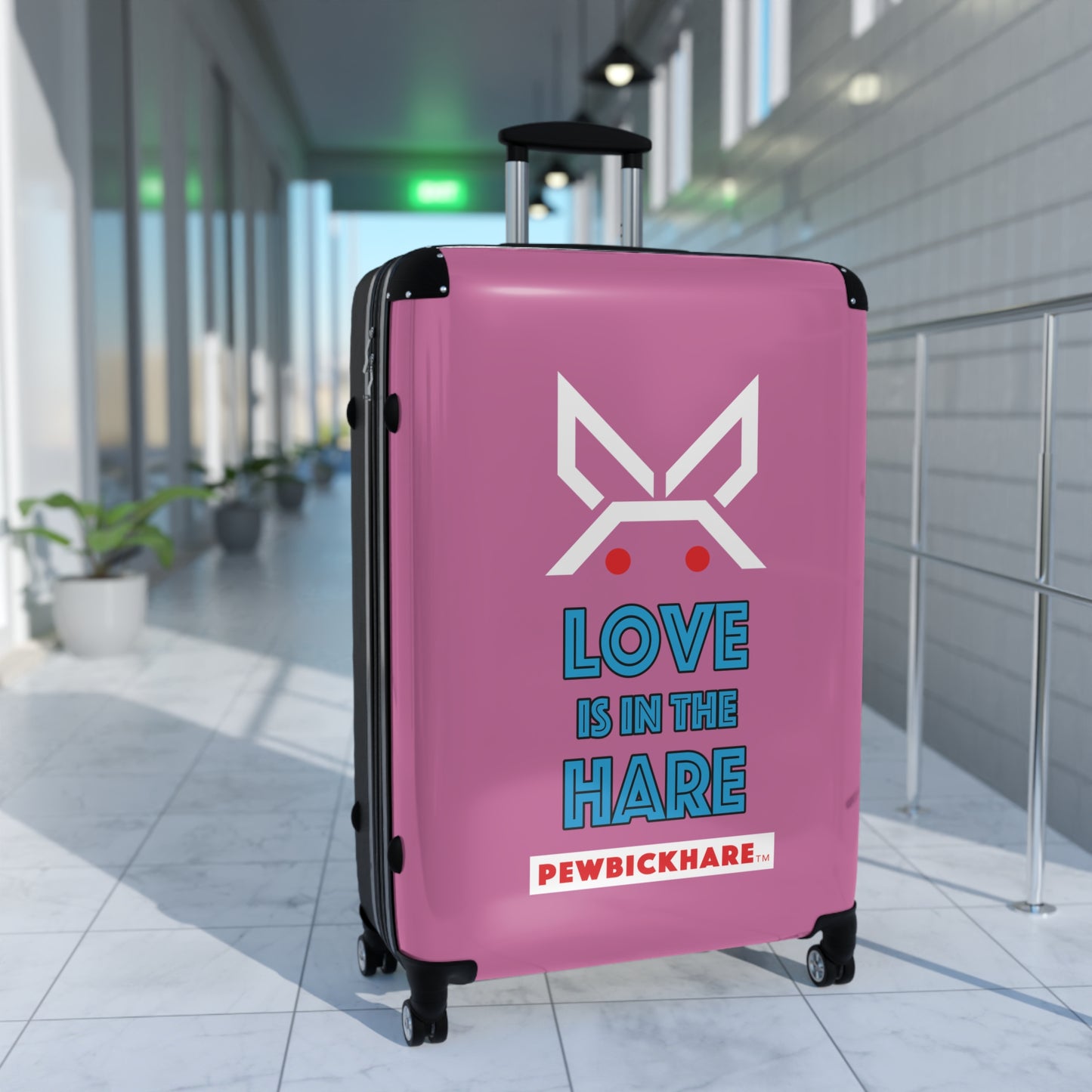 PBH - LOVE IS IN THE HARE Design | Colorful Suitcase for Travel Lovers - PINK