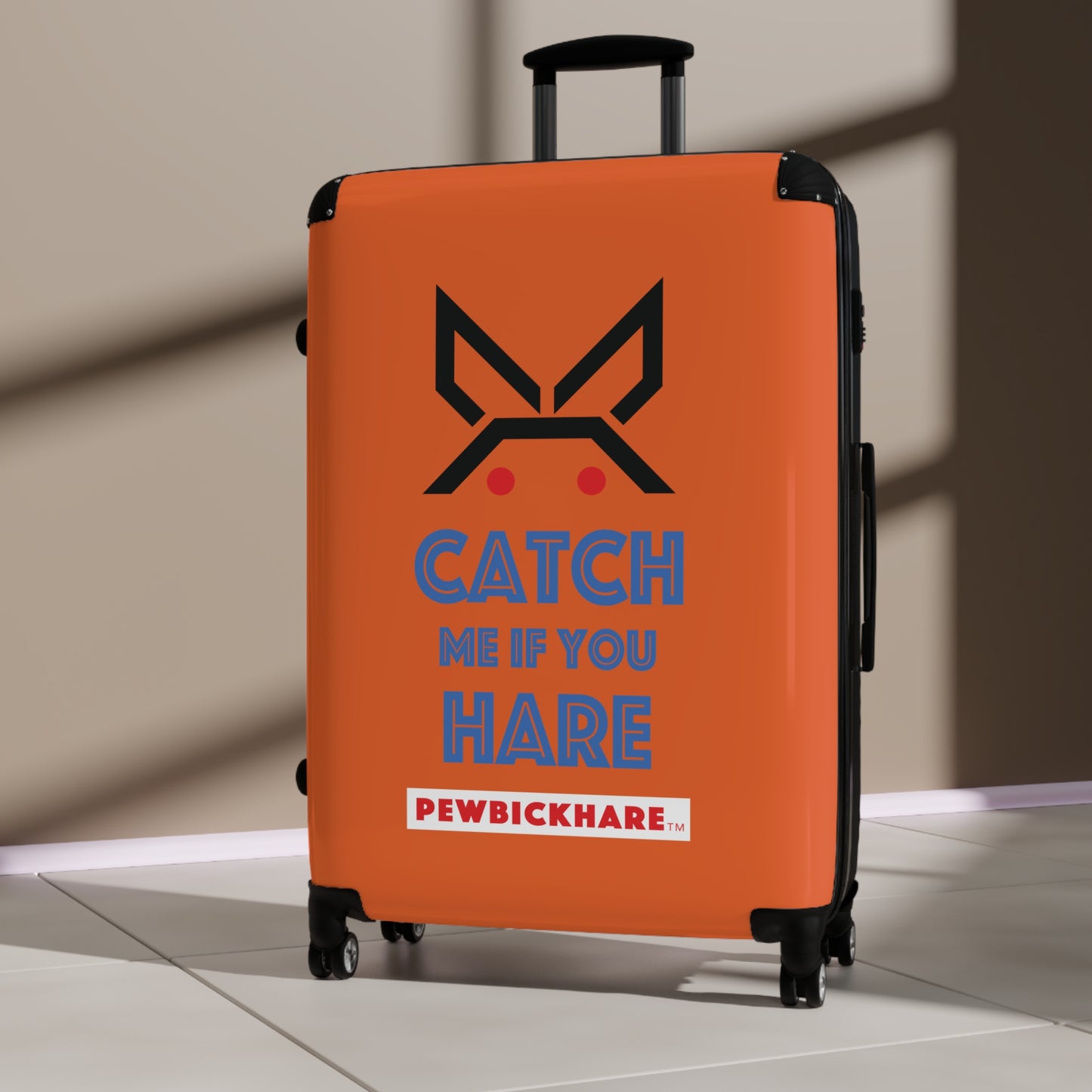 PBH - CATCH ME IF YOU HARE Design | Colorful Suitcase for Travel Lovers - ORANGE